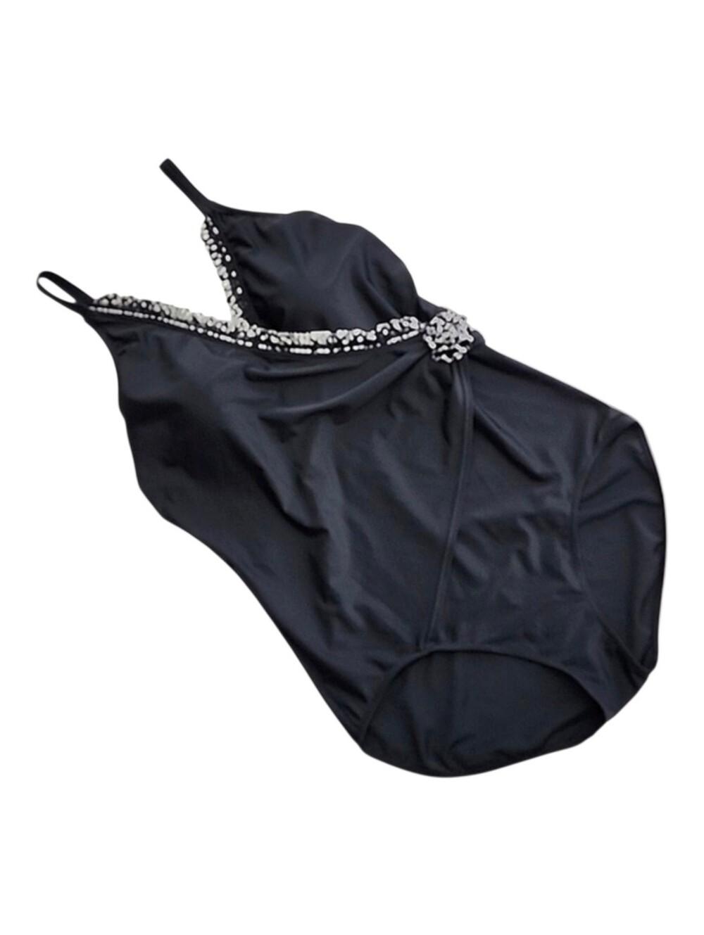 Christina One Piece Black One Piece Swimsuit Ruffle Black White Ruffle Size 16D